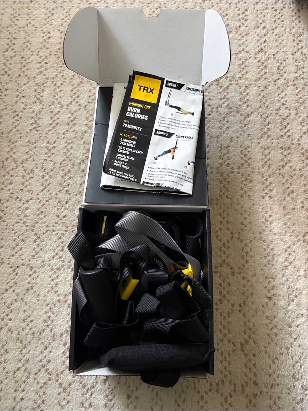 TRX Suspension Trainer Home Gym System Workout Fitness Set Nylon Black Yellow